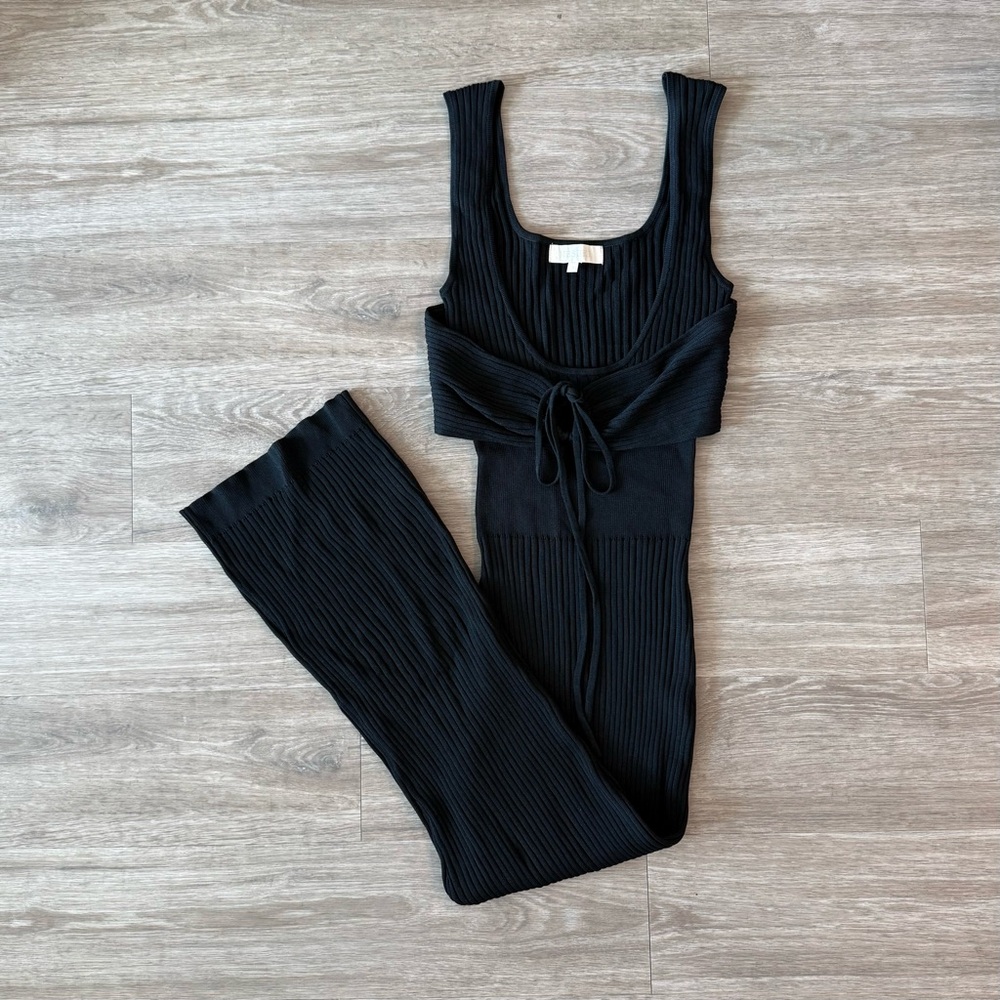 NWOT Meshki Black Ribbed Bodycon Maxi Dress, Size Small